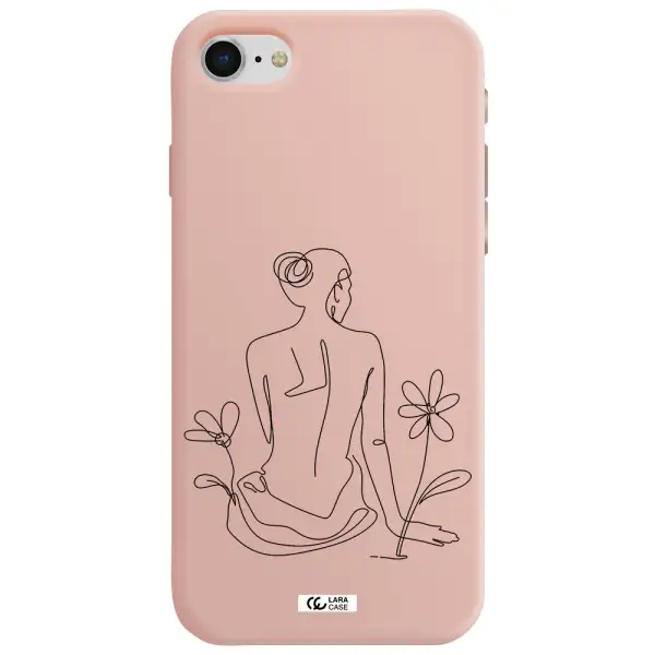 a woman sitting on a flower Apple iPhone se 2020 Silicone pastel pink Case