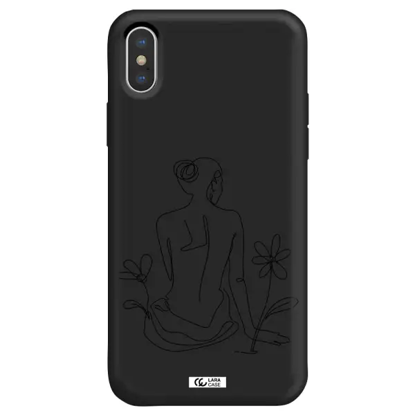a woman sitting on a flower Apple iPhone X Silicone black Case
