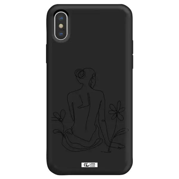 a woman sitting on a flower Apple iPhone XS Silicone black Case