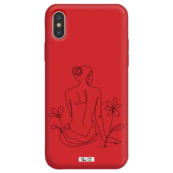 a woman sitting on a flower Apple iPhone XS Silicone Imperial Red Case