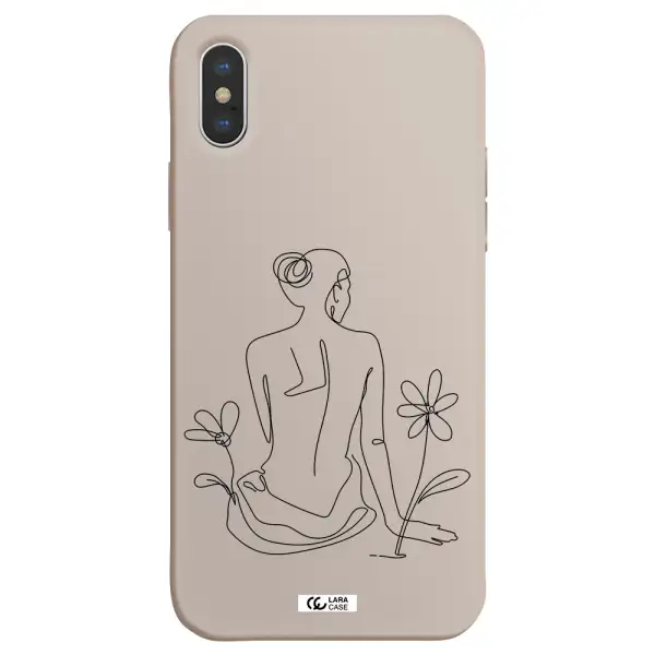 a woman sitting on a flower Apple iPhone XS Silicone Stone Case