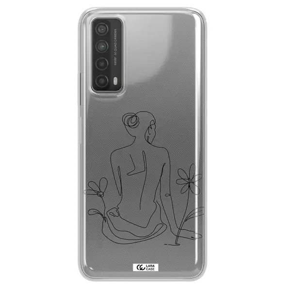 a woman sitting on a flower Huawei P Smart 2021 Clear TPU Case