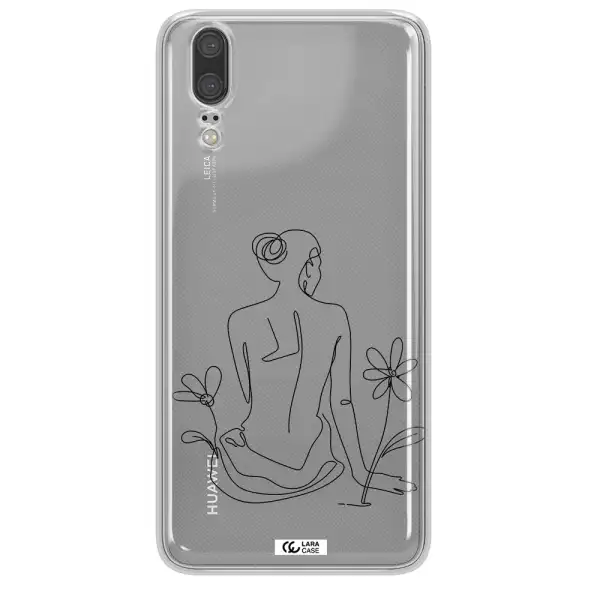 a woman sitting on a flower Huawei P20 Clear TPU Case
