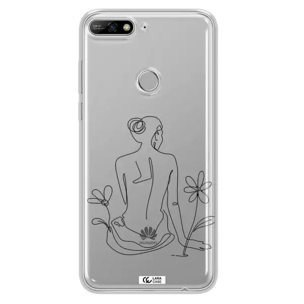 a woman sitting on a flower Huawei Y7 2018 Clear TPU Case
