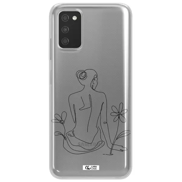 a woman sitting on a flower Samsung A03S Clear TPU Case
