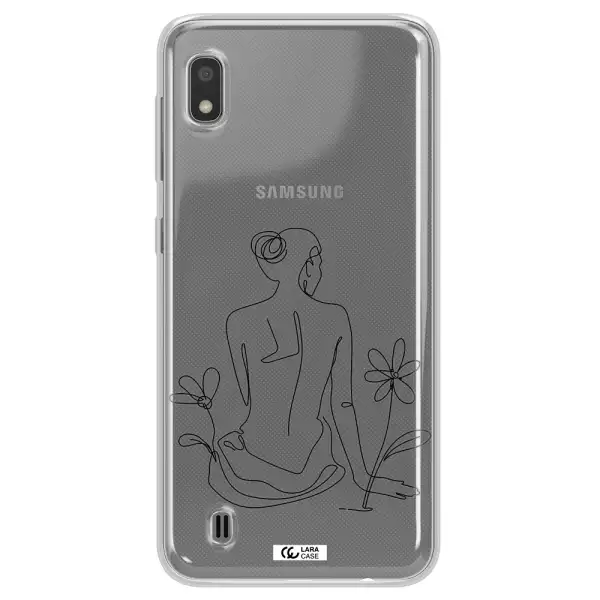 a woman sitting on a flower Samsung A10 Clear TPU Case
