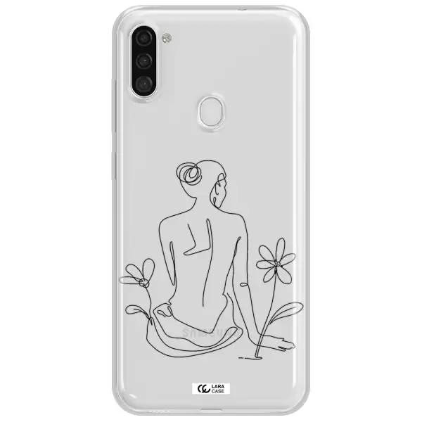 a woman sitting on a flower Samsung A11 Clear TPU Case