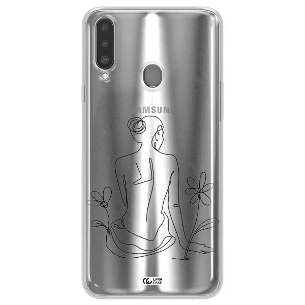 a woman sitting on a flower Samsung A20S Clear TPU Case