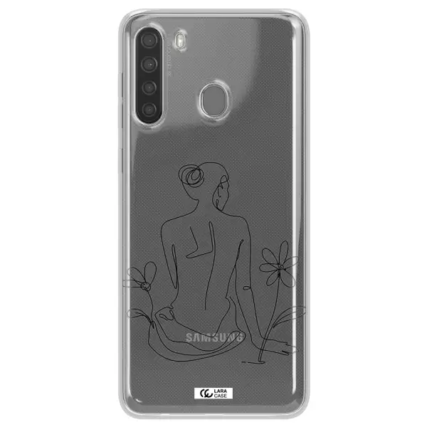 a woman sitting on a flower Samsung A21 Clear TPU Case