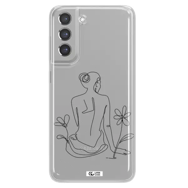 a woman sitting on a flower Samsung A21 Fe Clear TPU Case