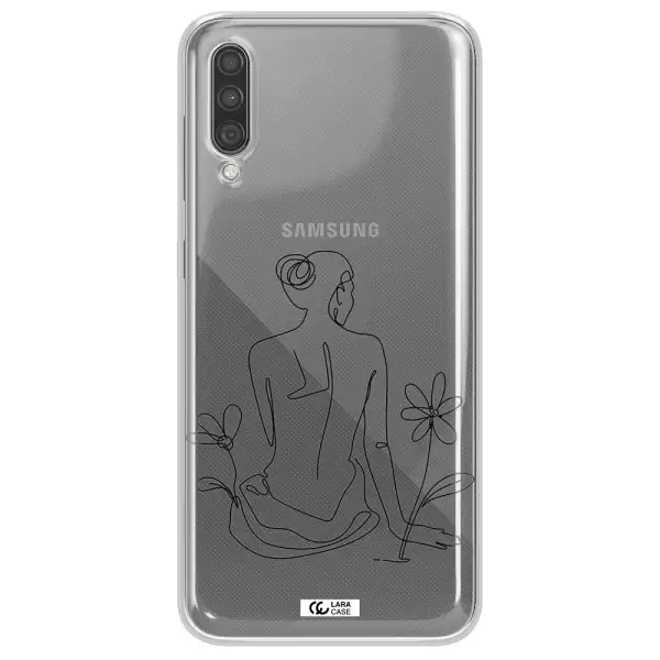a woman sitting on a flower Samsung A30S Clear TPU Case