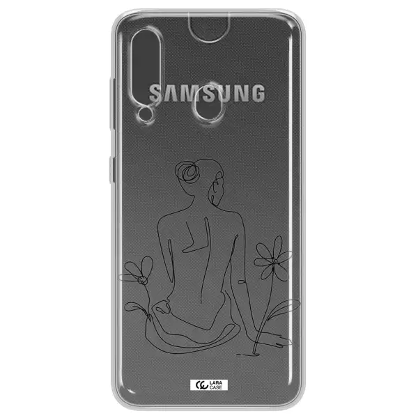 a woman sitting on a flower Samsung A60 Clear TPU Case