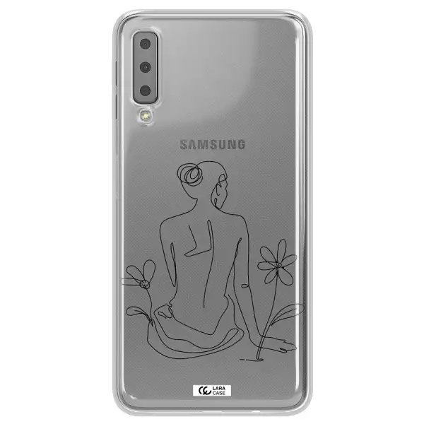 a woman sitting on a flower Samsung A7 2018 Clear TPU Case