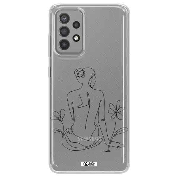a woman sitting on a flower Samsung A72 Clear TPU Case