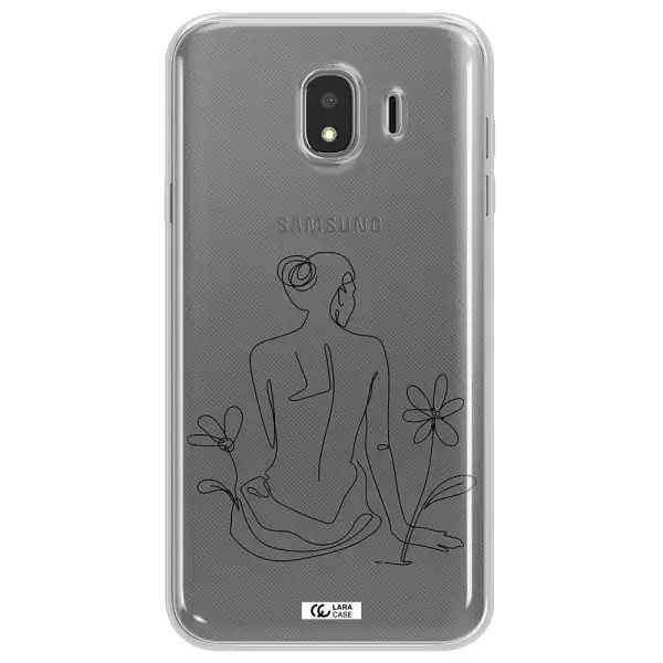 a woman sitting on a flower Samsung J4 Clear TPU Case