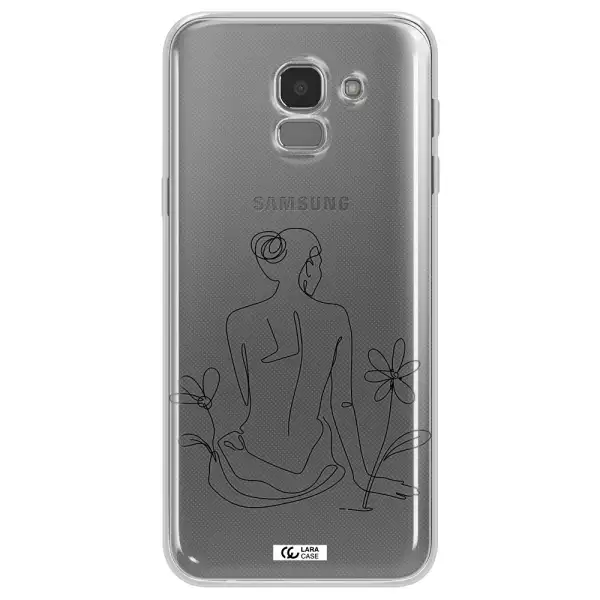 a woman sitting on a flower Samsung J6 Clear TPU Case
