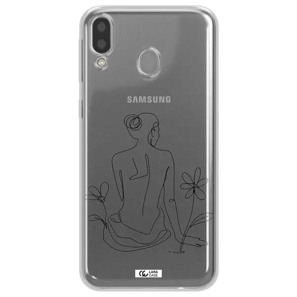 a woman sitting on a flower Samsung M20 Clear TPU Case