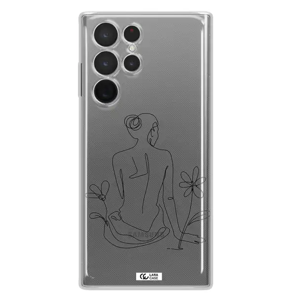 a woman sitting on a flower Samsung S 22 Ultra Clear TPU Case