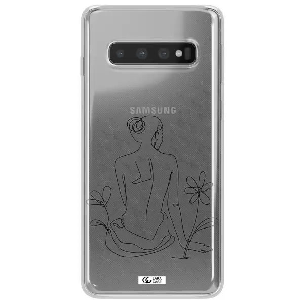 a woman sitting on a flower Samsung S10 Clear TPU Case