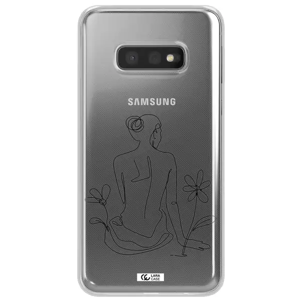a woman sitting on a flower Samsung S10e Clear TPU Case