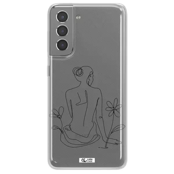 a woman sitting on a flower Samsung S21 Clear TPU Case