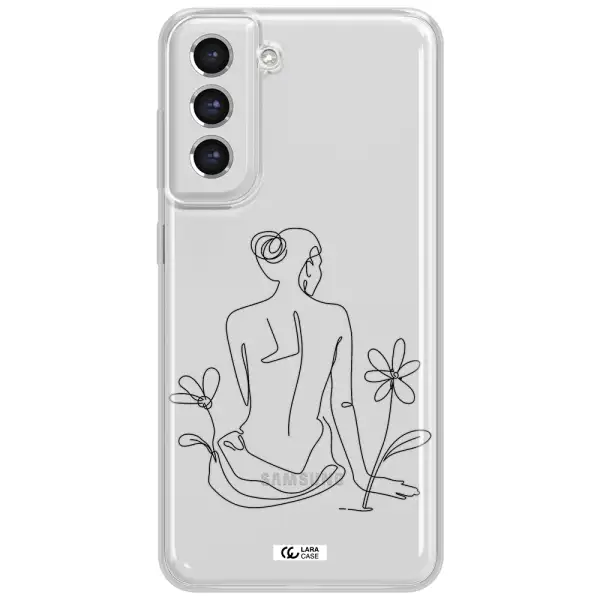 A Woman Sitting On A Flower Samsung S21 Fe Clear Tpu Case