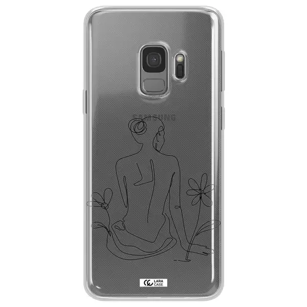 a woman sitting on a flower Samsung S9 Clear TPU Case
