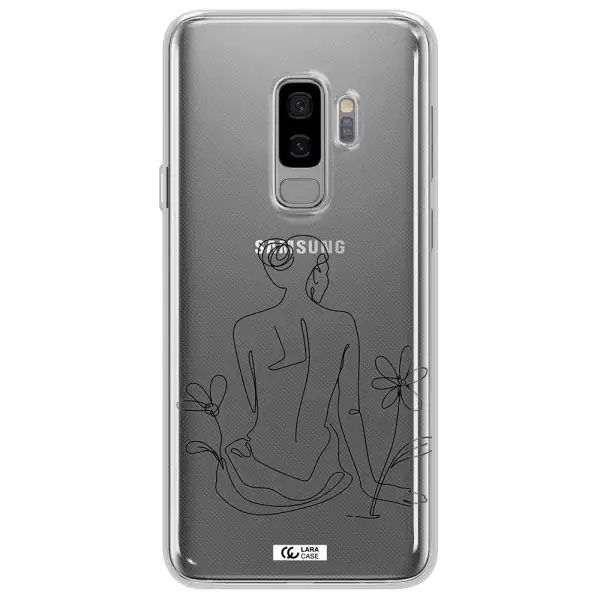 a woman sitting on a flower Samsung S9 Plus Clear TPU Case