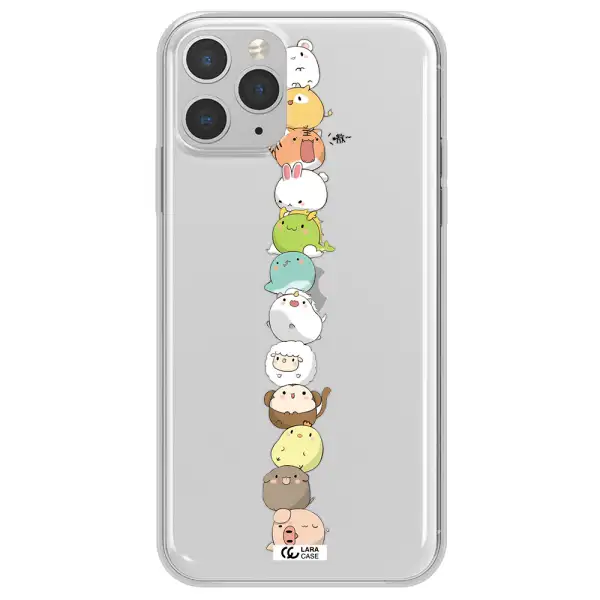 a stack of cartoon animals Apple iPhone 11 pro Clear TPU Case