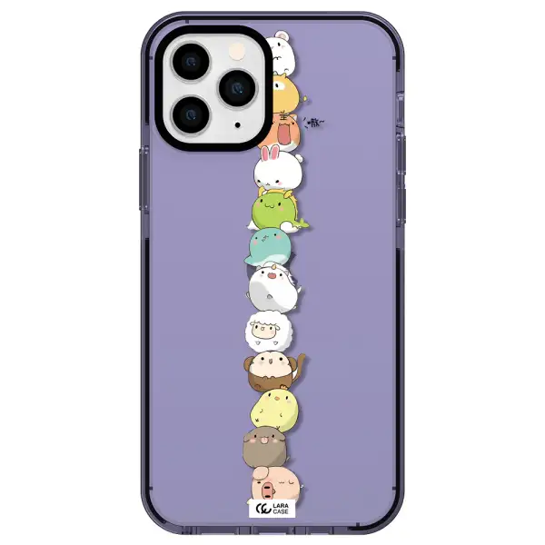 a stack of cartoon animals Apple iPhone 11 pro impact Lilac Case