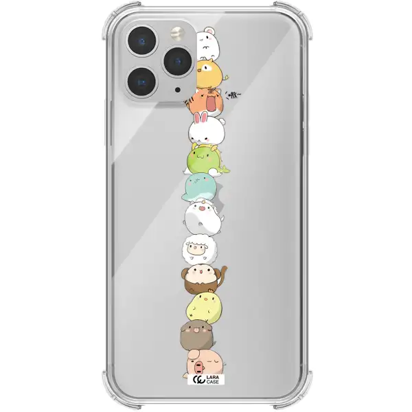 a stack of cartoon animals Apple iPhone 11 pro max Clear PC Case