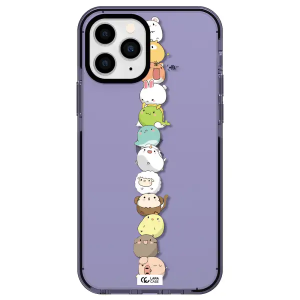 a stack of cartoon animals Apple iPhone 11 pro max impact Lilac Case