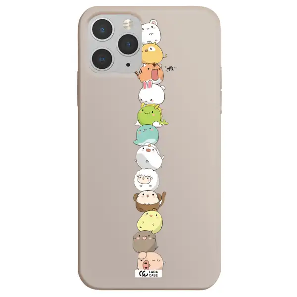 a stack of cartoon animals Apple iPhone 11 pro max Silicone Stone Case