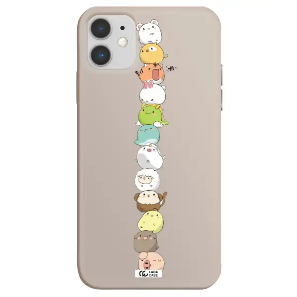 a stack of cartoon animals Apple iPhone 11 Silicone Stone Case