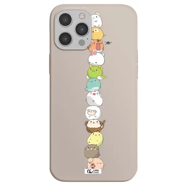 a stack of cartoon animals Apple iPhone 12 pro max Silicone Stone Case