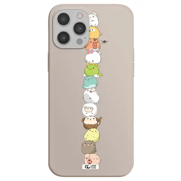 a stack of cartoon animals Apple iPhone 12 pro Silicone Stone Case