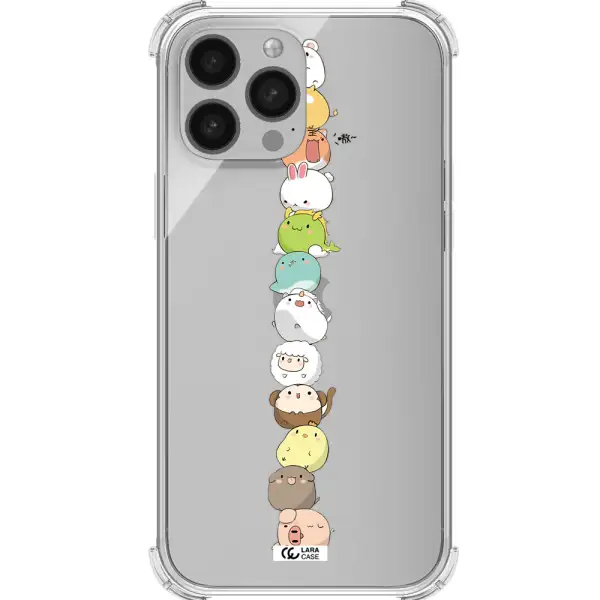 a stack of cartoon animals Apple iPhone 13 Pro Clear PC Case