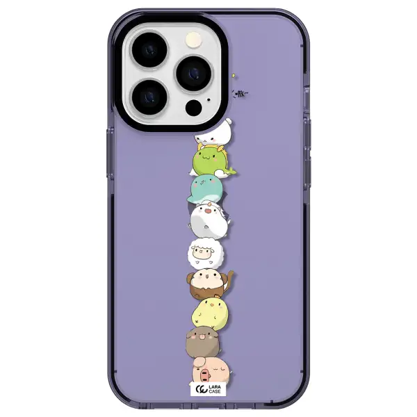 a stack of cartoon animals Apple iPhone 13 Pro impact Lilac Case
