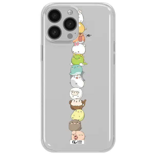 a stack of cartoon animals Apple iPhone 13 Pro Max Clear TPU Case
