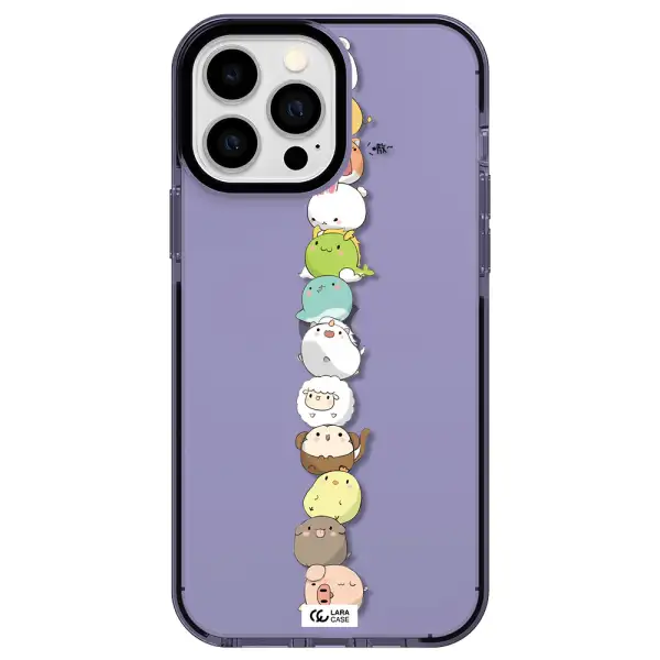 a stack of cartoon animals Apple iPhone 13 Pro Max impact Lilac Case