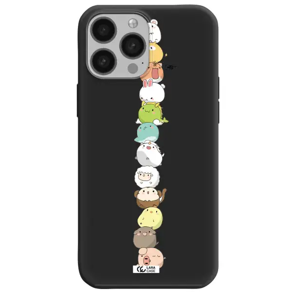 a stack of cartoon animals Apple iPhone 13 Pro Silicone black Case
