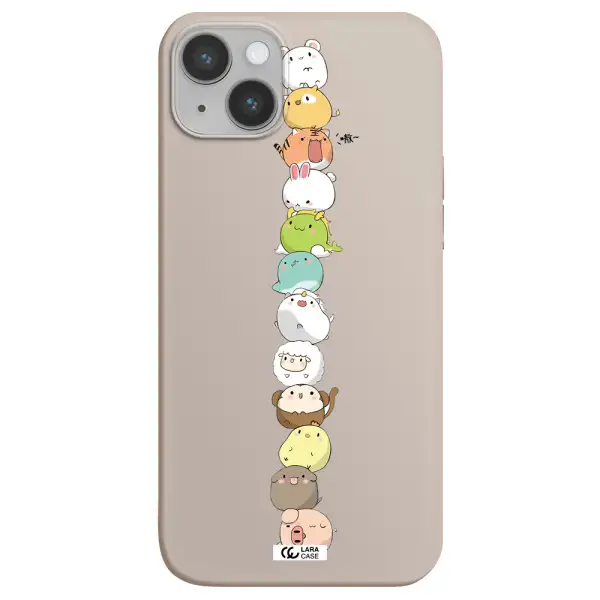 a stack of cartoon animals Apple iPhone 14 plus Silicone Stone Case