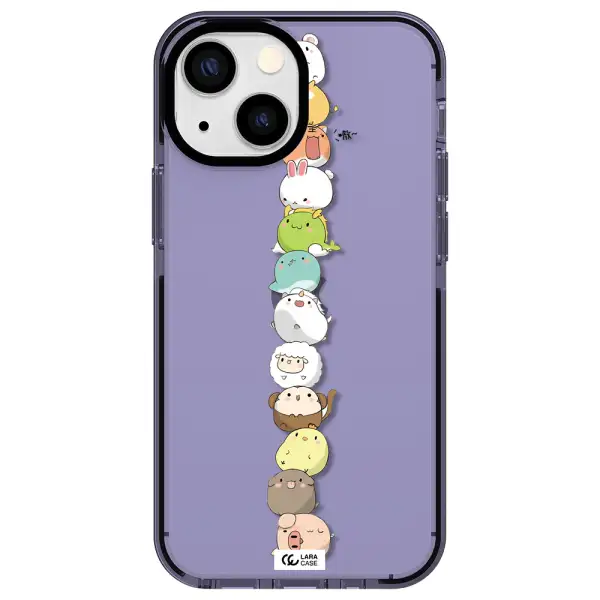 a stack of cartoon animals Apple iPhone 15 Plus impact Lilac Case