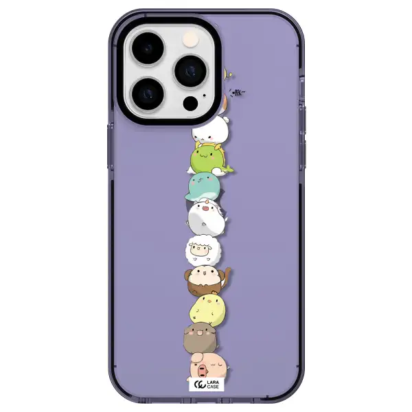 a stack of cartoon animals Apple iPhone 15 Pro Max impact Lilac Case