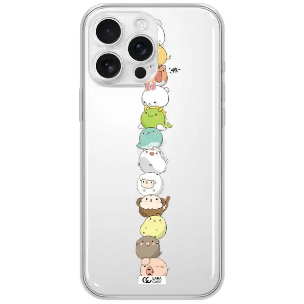 A Stack Of Cartoon Animals Apple Iphone 16 Pro Max Clear Tpu Case