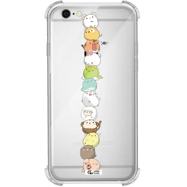 a stack of cartoon animals Apple iPhone 6 Clear PC Case
