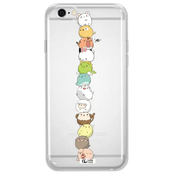 a stack of cartoon animals Apple iPhone 6 Clear TPU Case