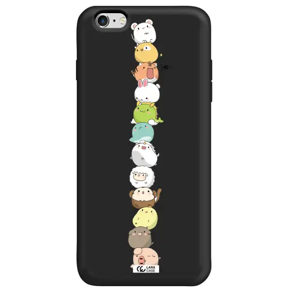 a stack of cartoon animals Apple iPhone 6 s plus Silicone black Case
