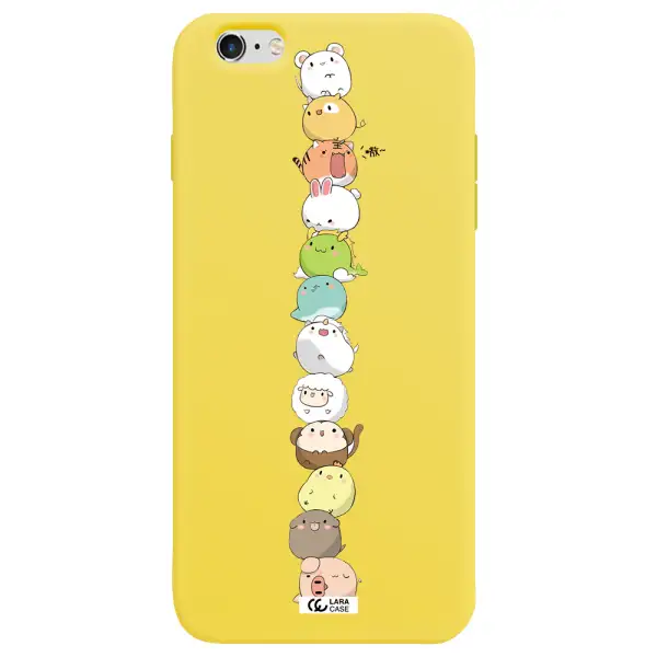 a stack of cartoon animals Apple iPhone 6 s plus Silicone canary yellow Case