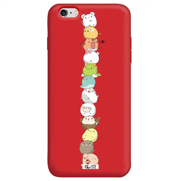 a stack of cartoon animals Apple iPhone 6 s plus Silicone Imperial Red Case